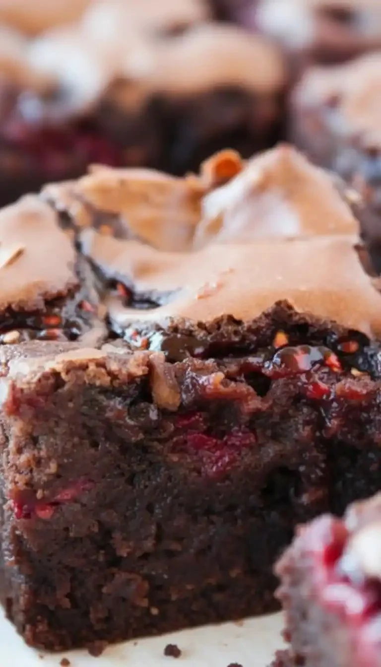 Delicious raspberry brownies with fresh raspberries and chocolate drizzle