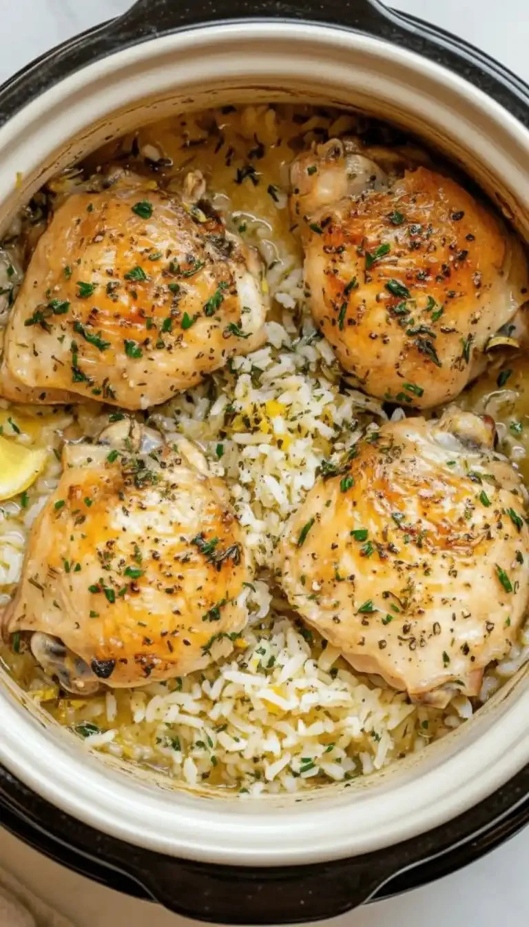 Slow Cooker Lemon Herb Chicken with Rice