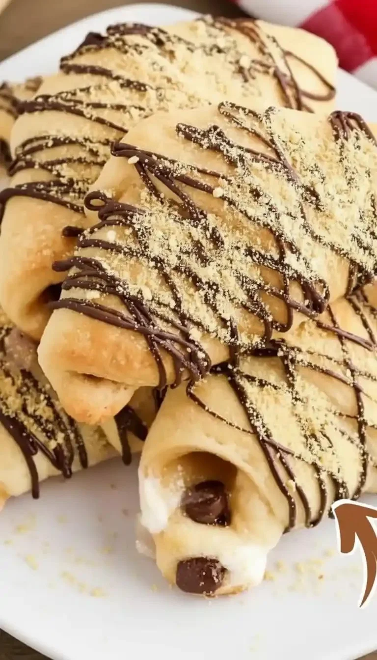Delicious S'mores Crescent Rolls filled with chocolate and marshmallows