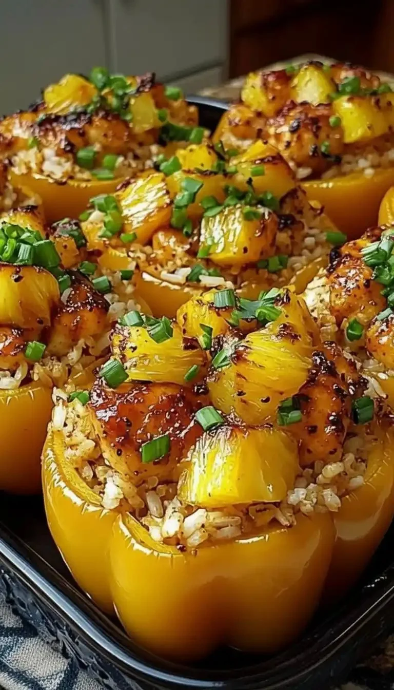 Teriyaki Pineapple Chicken and Rice Stuffed Peppers