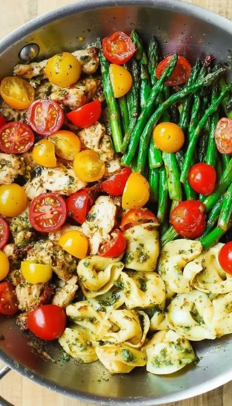 Pesto Chicken with Tortellini and Veggies