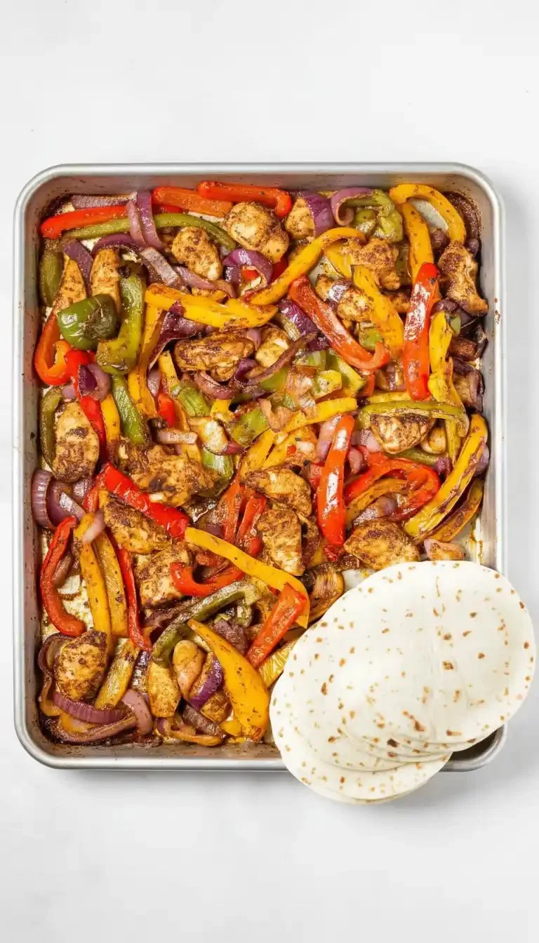 Delicious sheet pan chicken fajitas with vibrant vegetables and spices